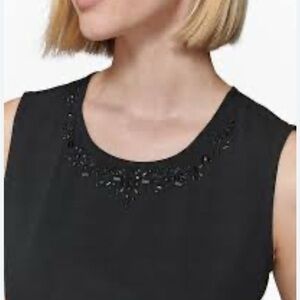 ECI SILK Vest Embellished Sweater Black Sleeveless Tank Top XLARGE